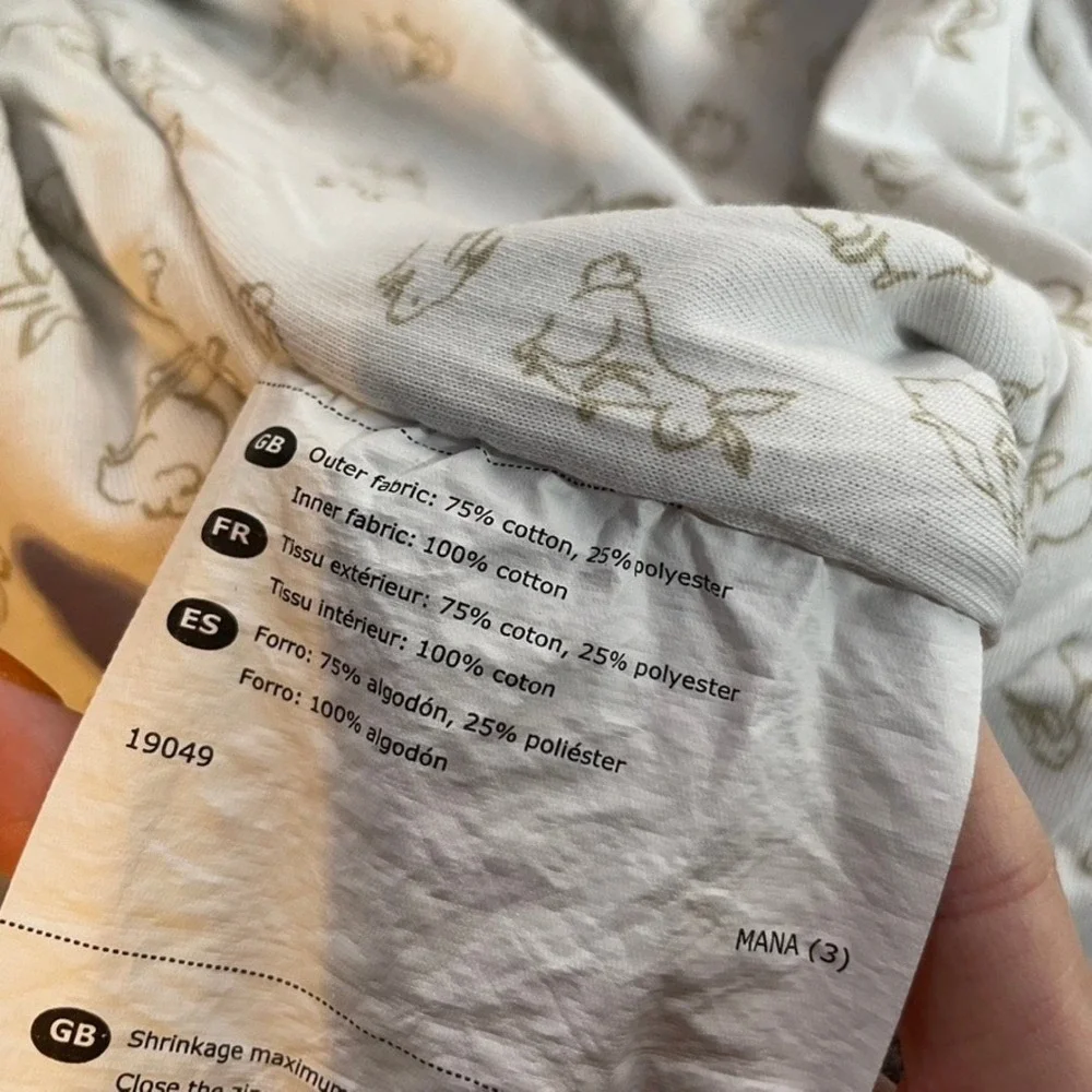 IKEA RODHAKE Baby Sleeping Bag‎ Wearable Blanket Tan White Rabbit Print 0-6M